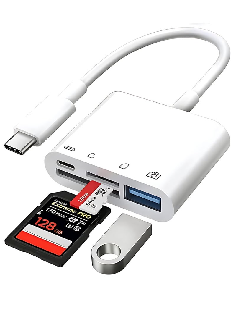 كلافون قارئ بطاقات ذاكرة USB-C SD وTF، 4 في 1، متوافق مع Windows وMac وLinux ومزيد من أجهزة USB-C - Image 1